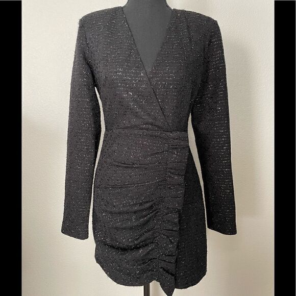 NWT Zara Textured Weave Dress With Ruffles - Picture 1 of 11